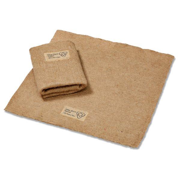 Urban Worm Blanket folded and unfolded, made from natural jute fiber for worm bins, vermicomposting, and moisture retention.