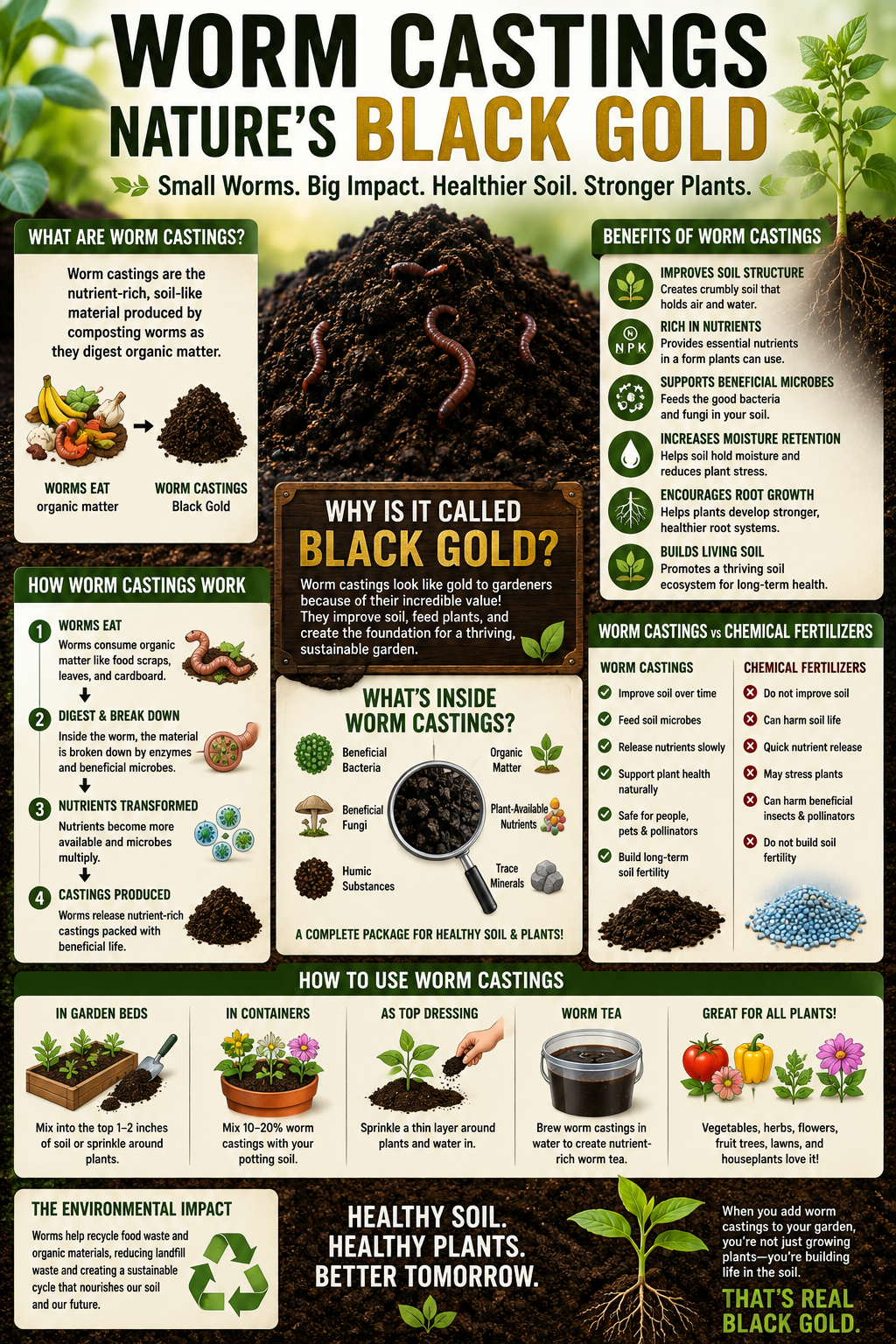 How Worm Castings Work and Why Gardeners Call Them "Black Gold"