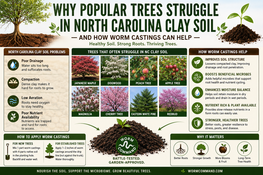 Why Popular Trees Struggle in North Carolina Clay Soil (And How Worm Castings Can Help)