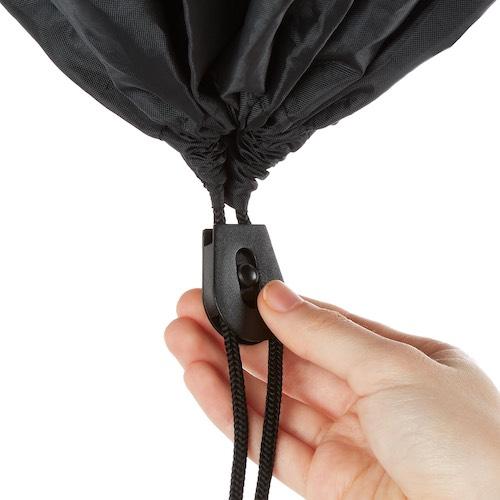Close-up of the Urban Worm Bag Version 2 drawstring harvest lock used to secure finished worm castings during composting.