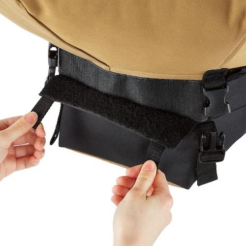 Close-up of the Urban Worm Bag Version 2 Velcro harvest opening for easy removal of finished worm castings.