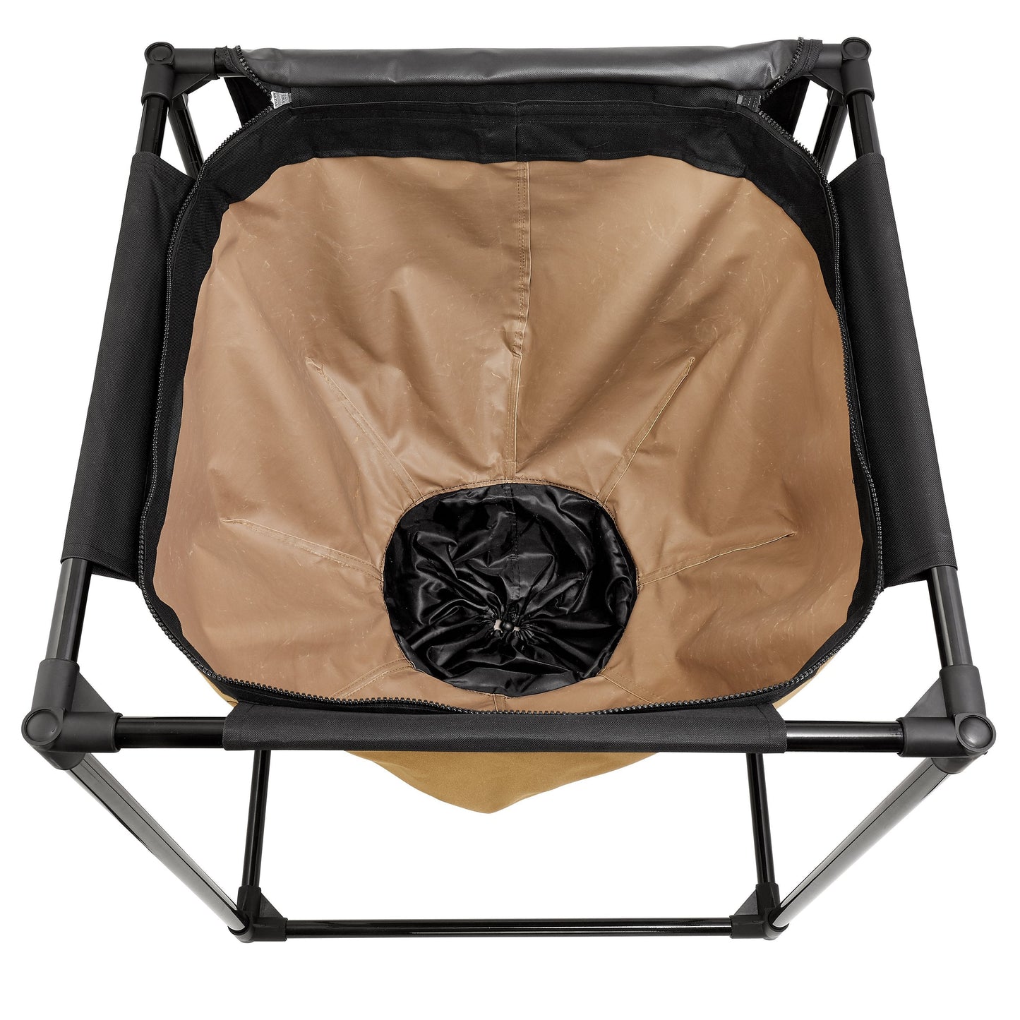 Top view inside the Urban Worm Bag Version 2 showing the continuous-flow composting chamber and breathable fabric design for vermicomposting.