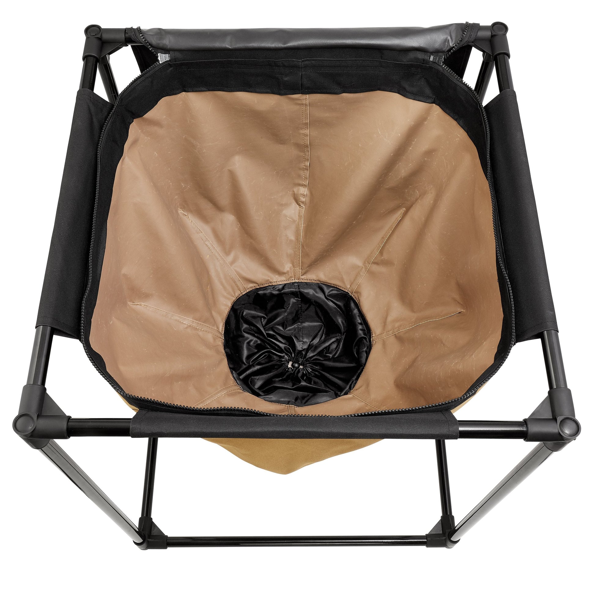 Top view inside the Urban Worm Bag Version 2 showing the continuous-flow composting chamber and breathable fabric design for vermicomposting.