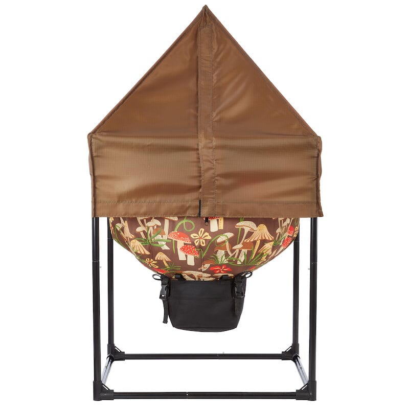Front view of the Urban Worm Bag Weather Cover installed on a worm composting bin for all-weather outdoor protection against rain and sun.