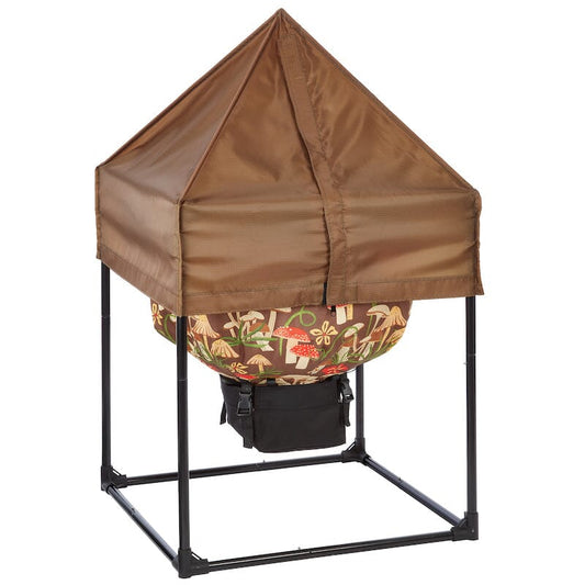 Urban Worm Bag Weather Cover installed on a worm composting bin to protect against rain, sun, and outdoor weather while maintaining airflow.
