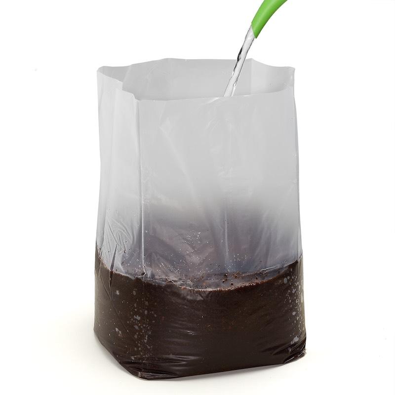 Adding water to Urban Worm Coco Coir to expand compressed coconut fiber for worm bedding, vermicomposting, and organic gardening.